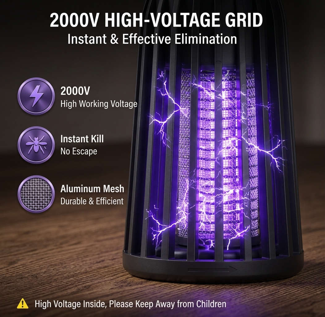 ElectraCamp Glow Series™ Solar Powered Mosquito Killer Lamp – 3-in-1 Bug Zapper, Camping Light & Emergency SOS Light